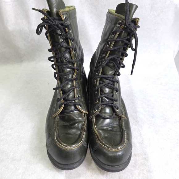 VTG Browning The Sportsman’s Boot Green Leather Lace Up Hunting Boots USA 7.5 A main image 5